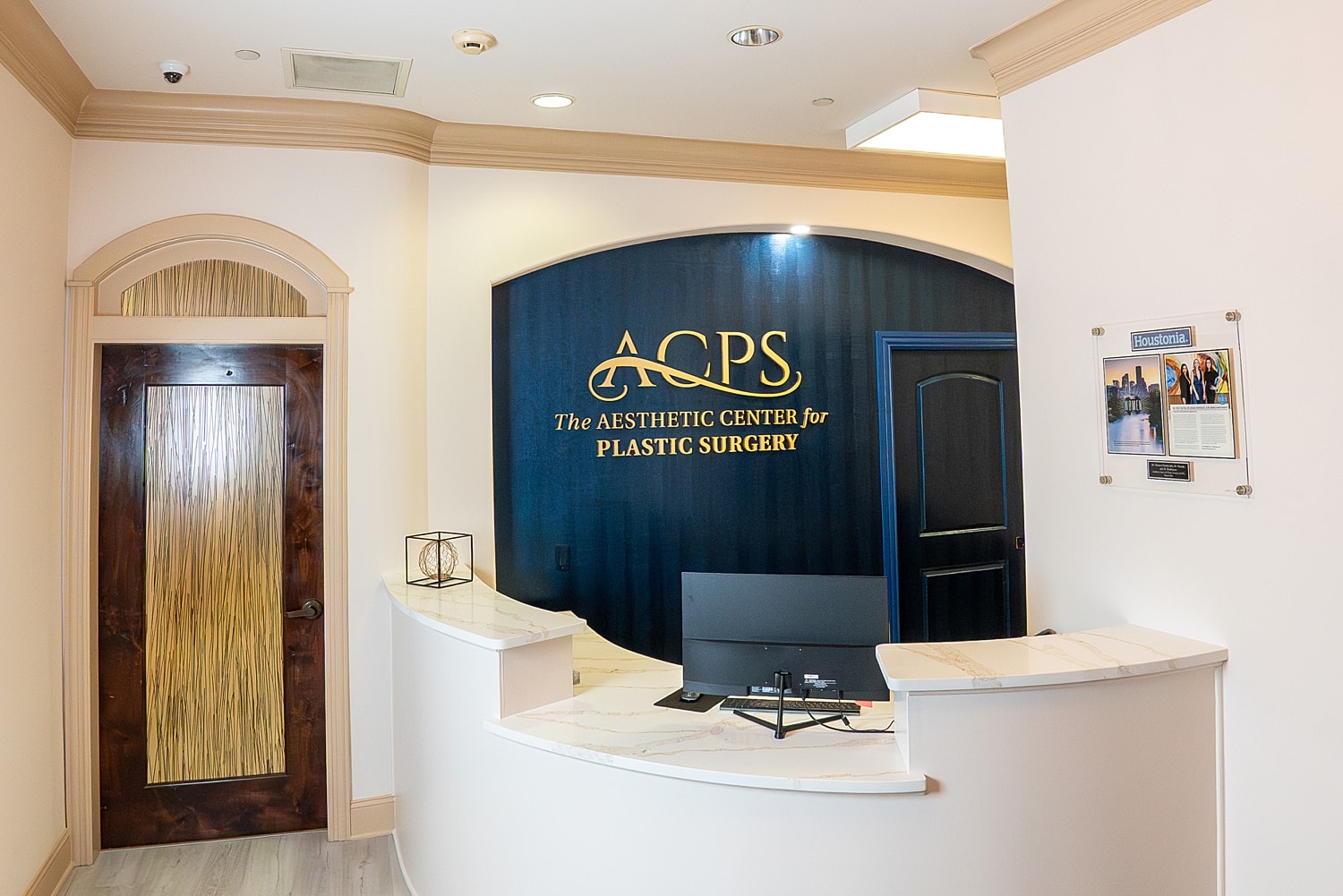 Reception area of the aesthetic plastic surgery center.